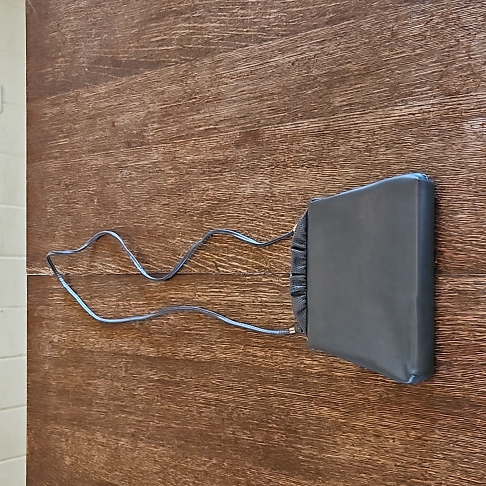 Vintage Grey Clutch and Crossbody Purse, Ruffled Detail and Snap Closure